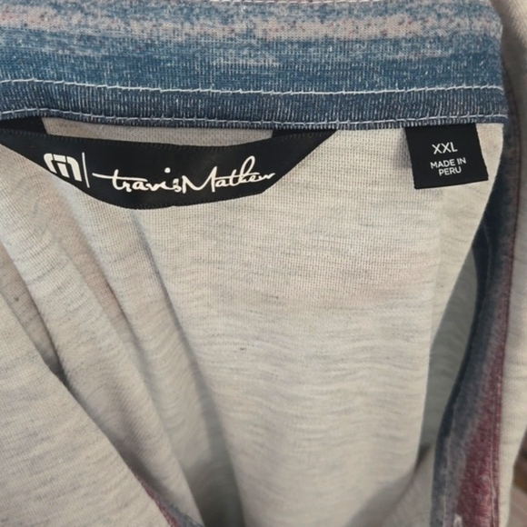 Travis Mathew Men’s Golf Polo Cabana Chest Stripe Performance Heather Gray XXL - Picture 8 of 9